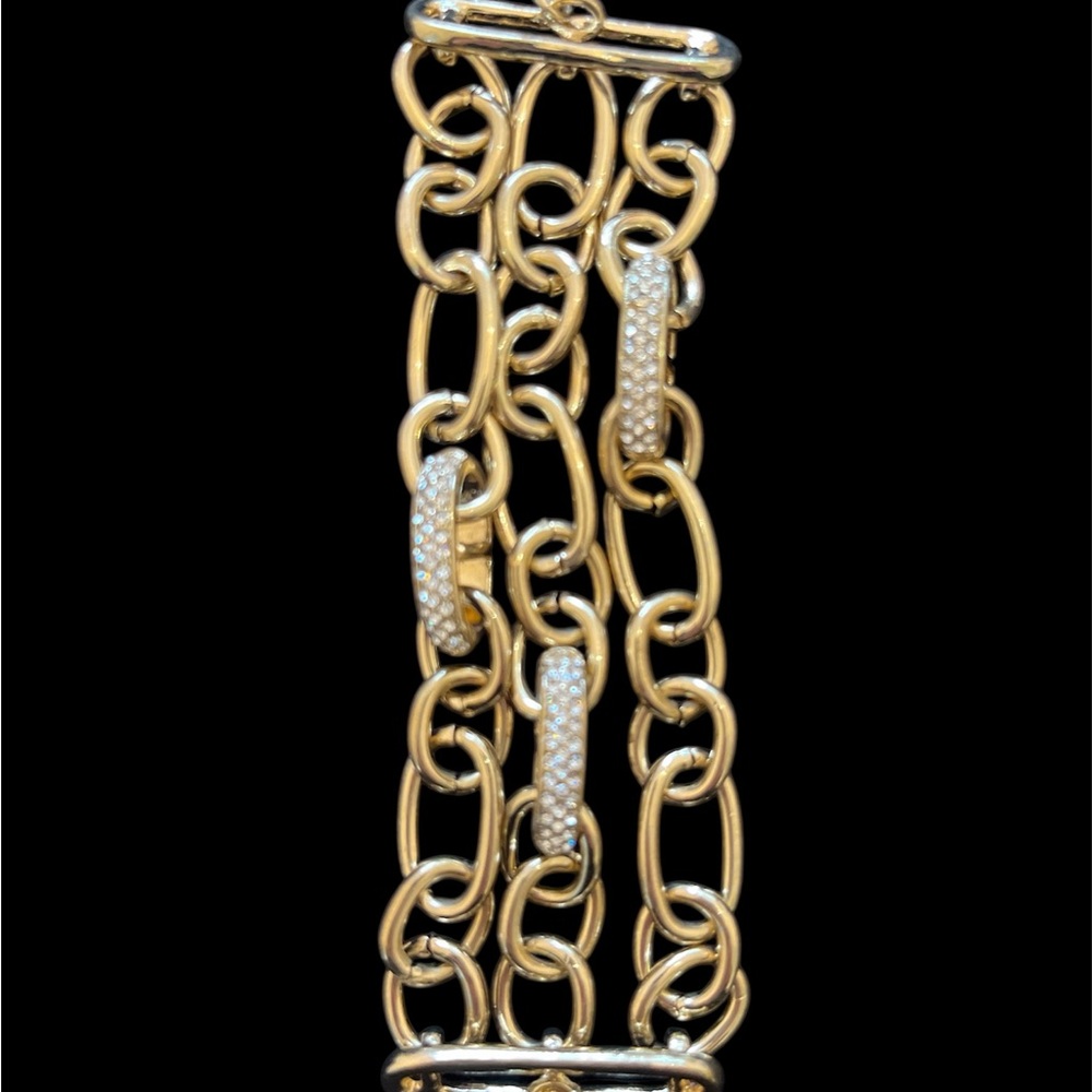 Vintage Gold & Rhinestone Chain Bracelet - Picture 5 of 6